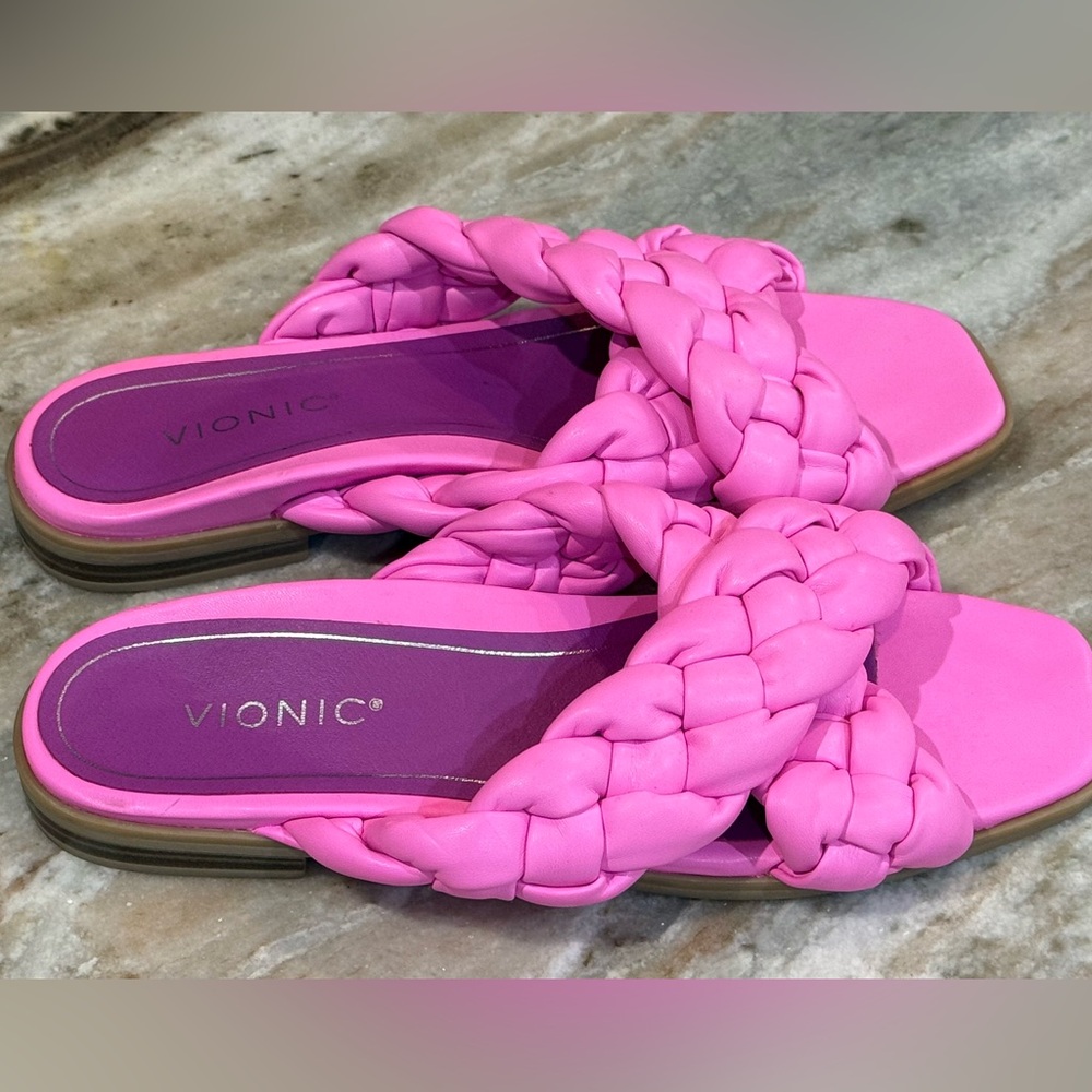 Women’s VIONIC Kalina hot pink braided slide sandals- Size 10 - Picture 4 of 6